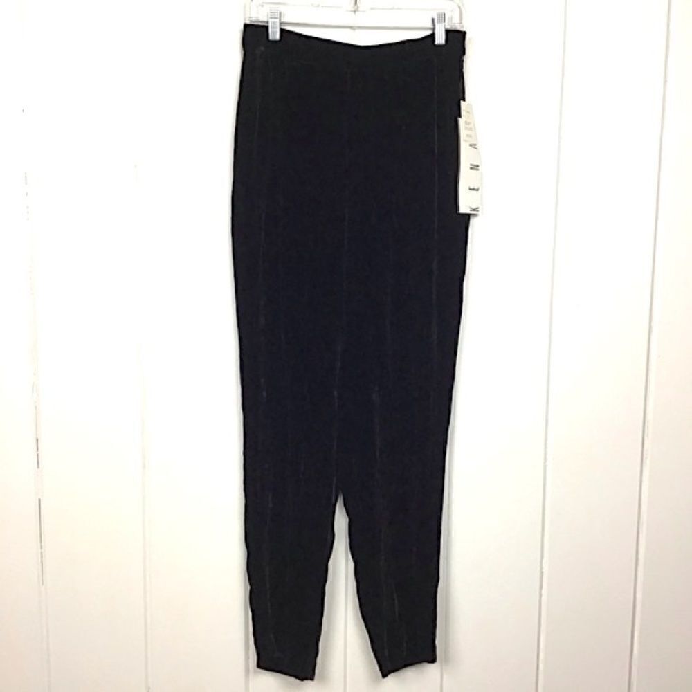 NWT Ann Tjian Kenar Black Velour Silk Pant 12‎